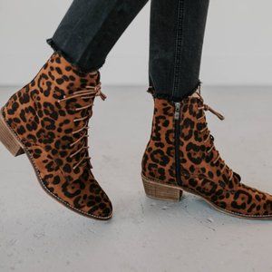 Leopard Print Cassandra Lace Up Boots